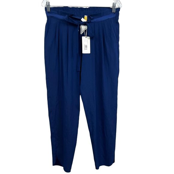 Ramy Brook Womens Allyn Silk Blend Pants Paperbag Tie‎ Ruffled Waist Navy Size S - Picture 1 of 6